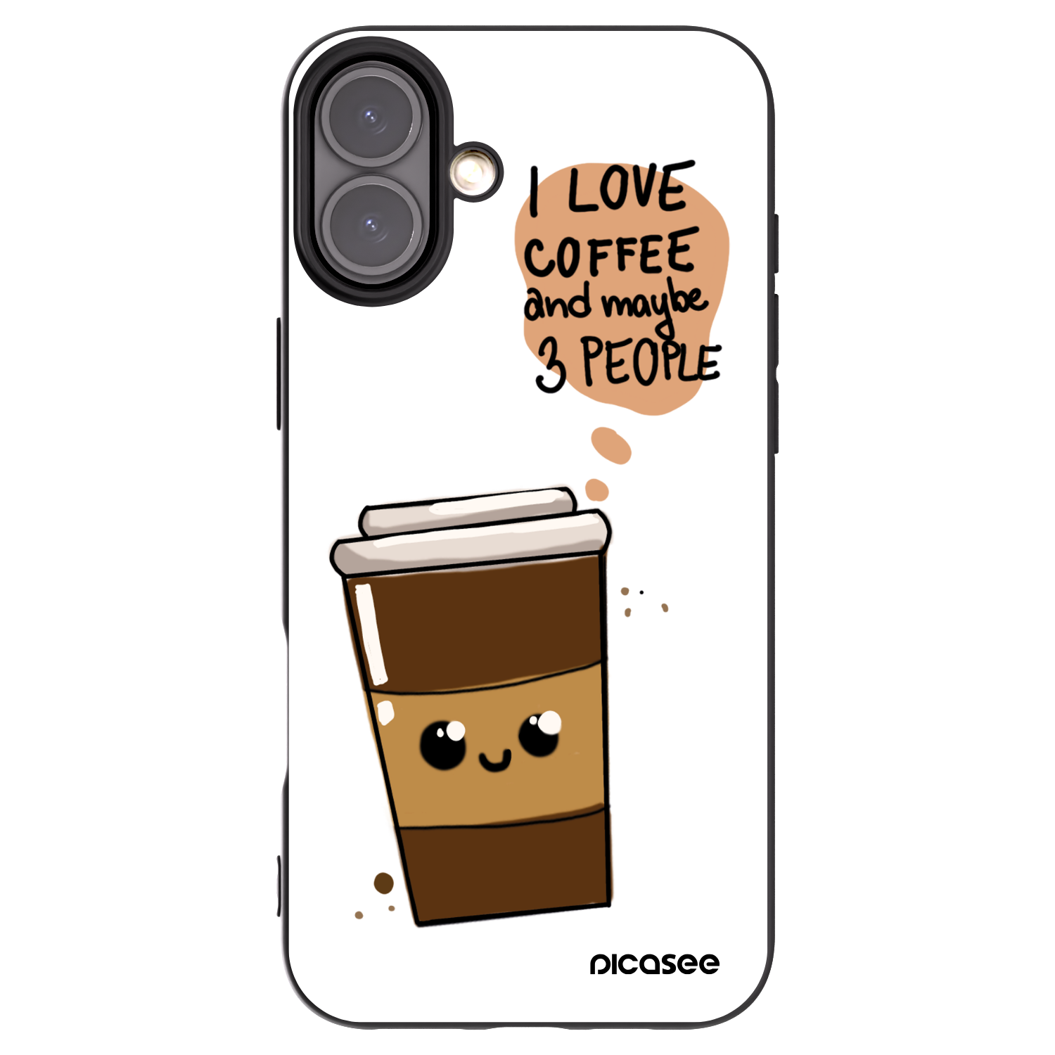 Picasee silikonowe czarne etui na Apple iPhone 16 Plus - Cute coffee