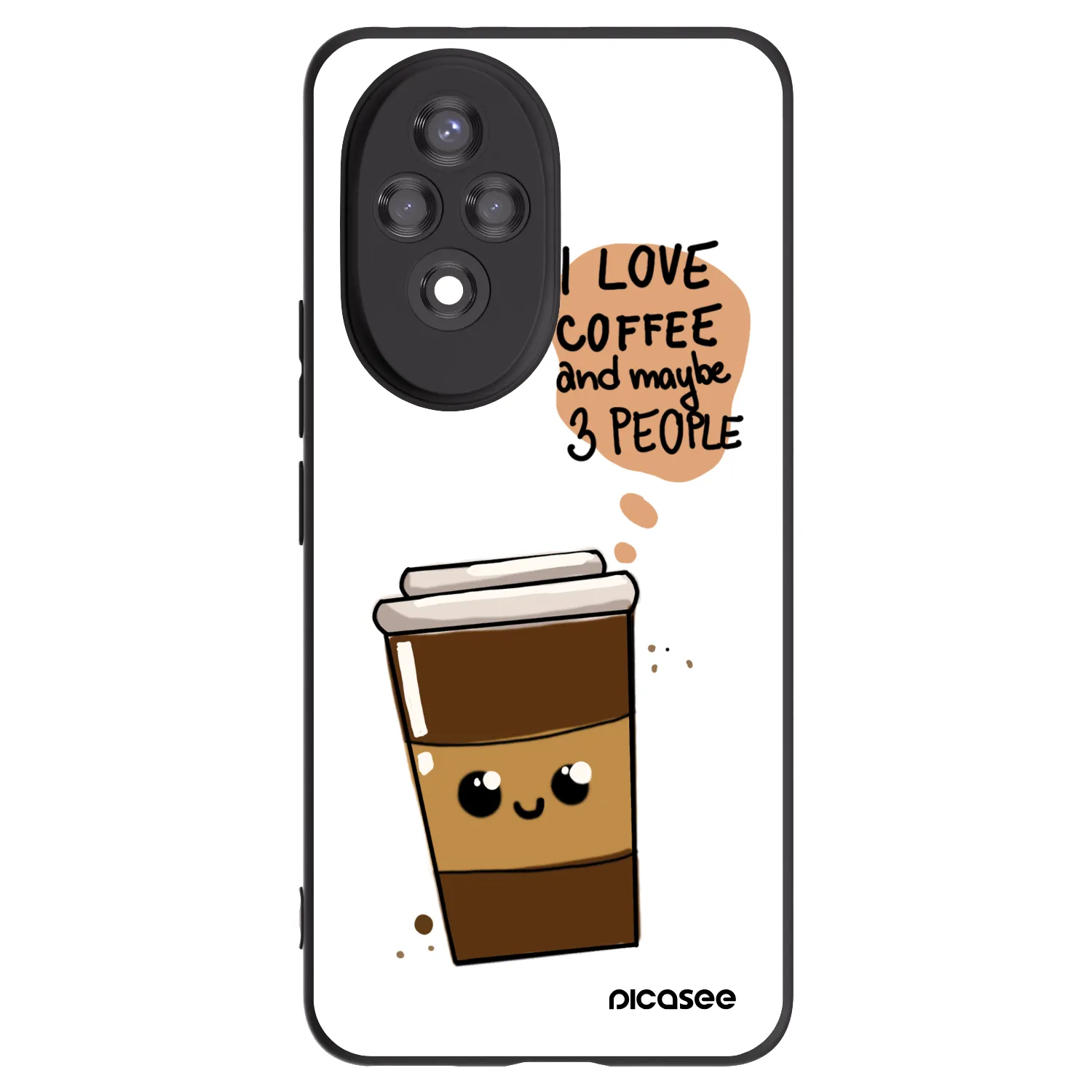 Picasee silikonowe czarne etui na Honor 200 Pro 5G - Cute coffee