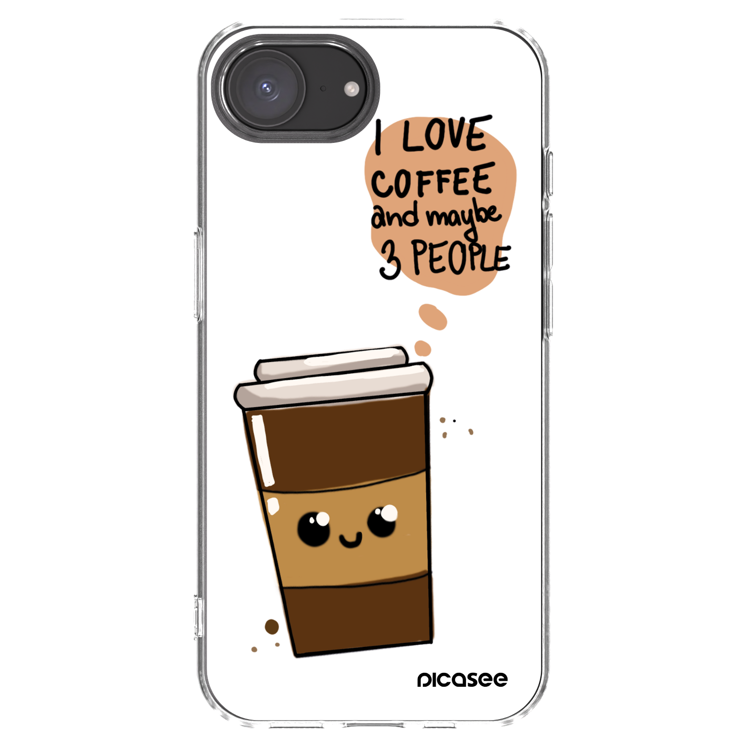 Picasee silikonowe przeźroczyste etui na Apple iPhone 16e - Cute coffee