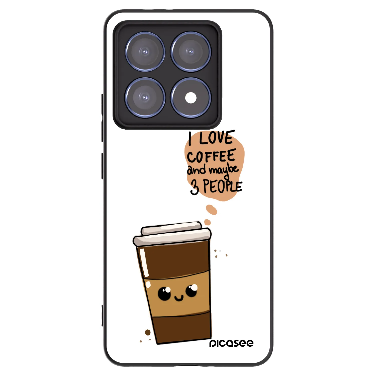 Picasee silikonowe czarne etui na Xiaomi 14T Pro - Cute coffee