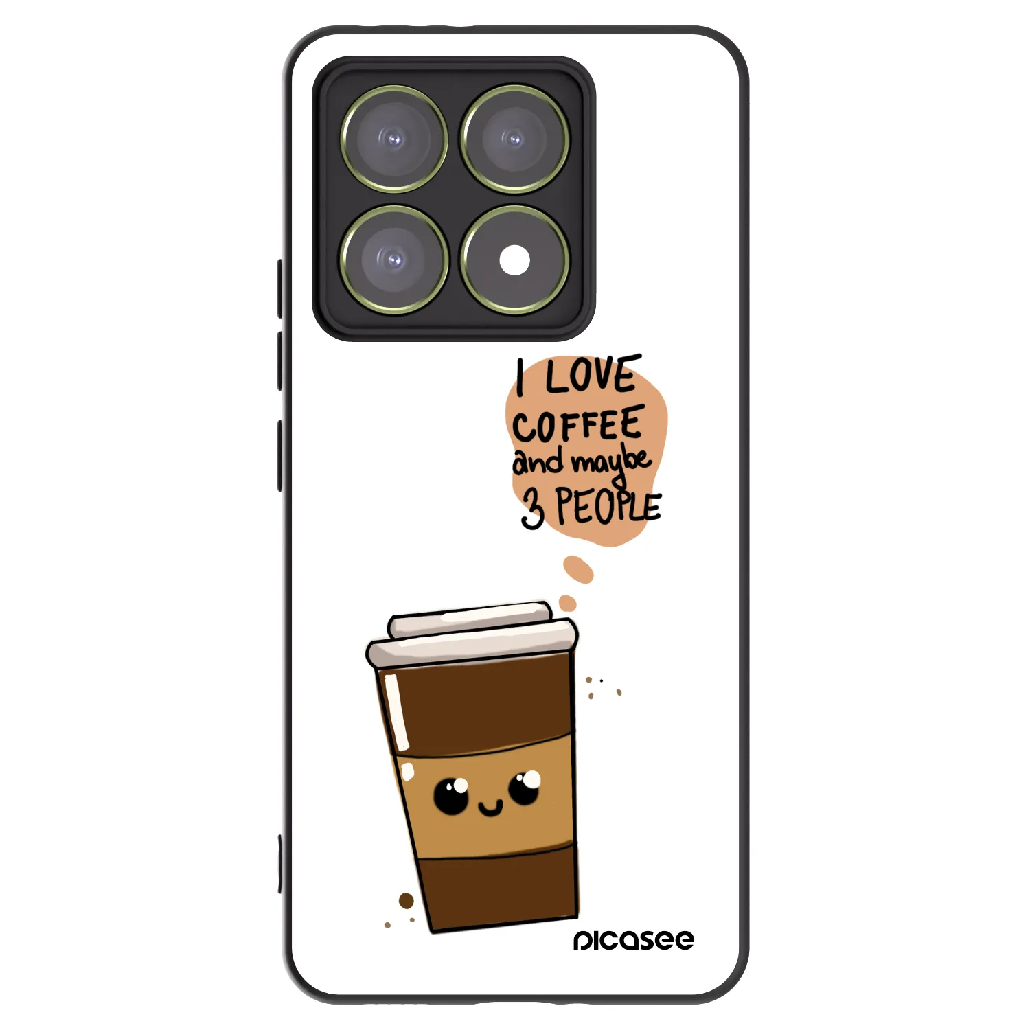 Picasee silikonowe czarne etui na Xiaomi 14T - Cute coffee