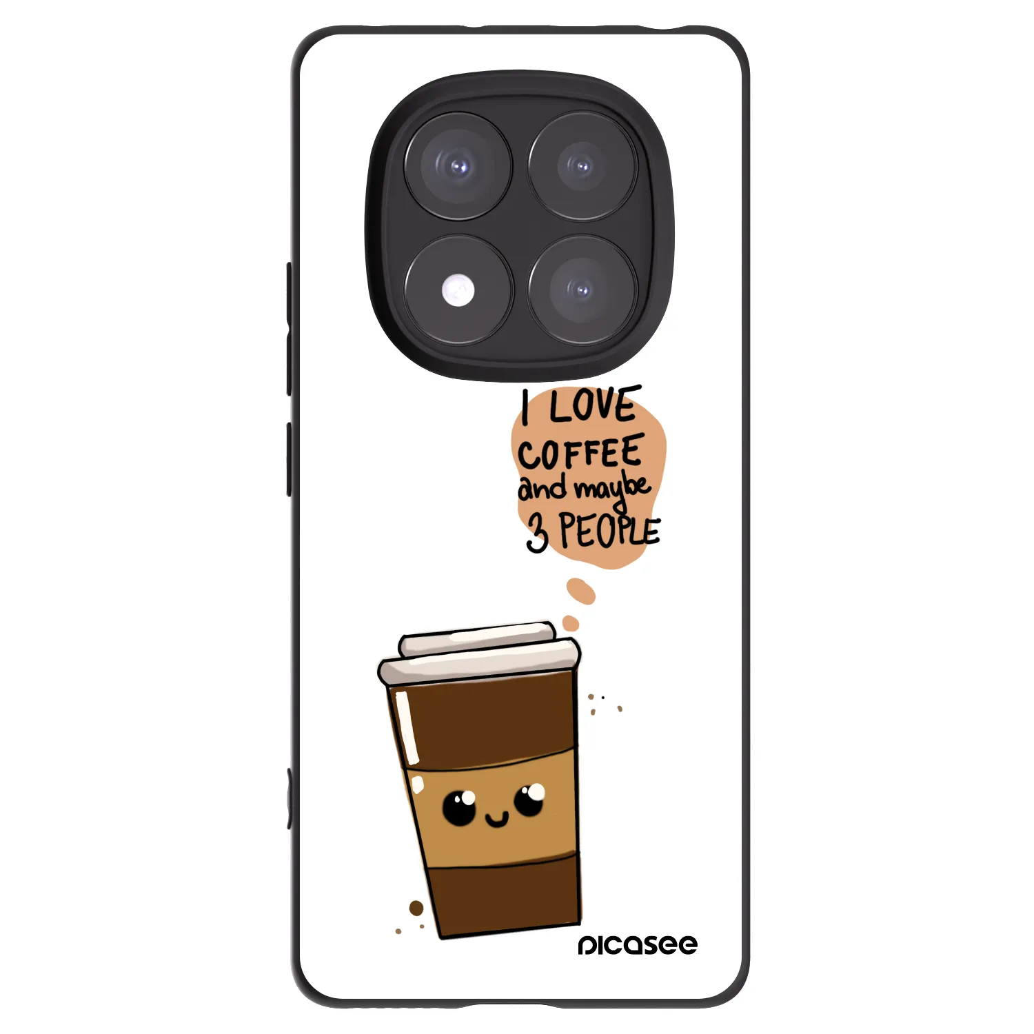 Picasee silikonowe czarne etui na Xiaomi Redmi Note 14 Pro 5G - Cute coffee