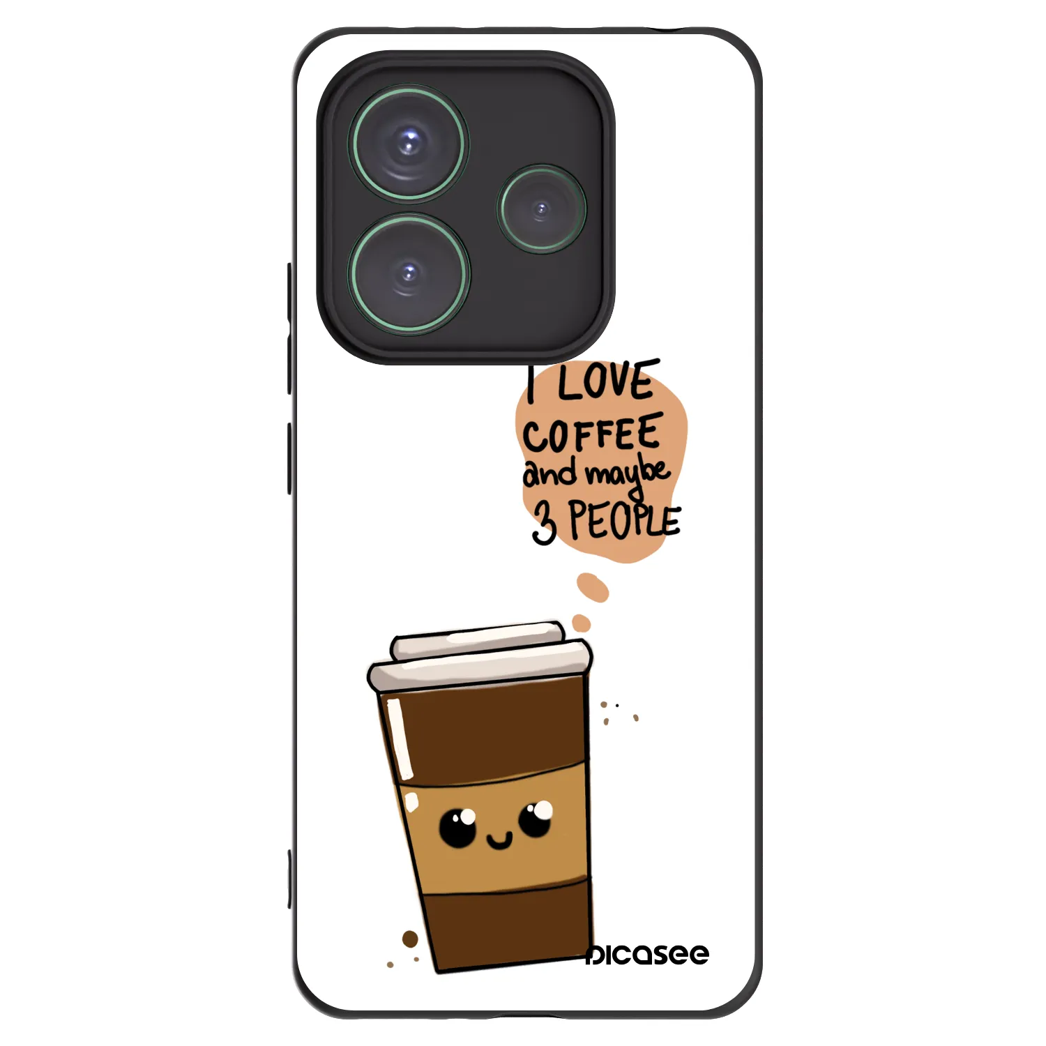 Picasee silikonowe czarne etui na Xiaomi Redmi Note 14 5G - Cute coffee