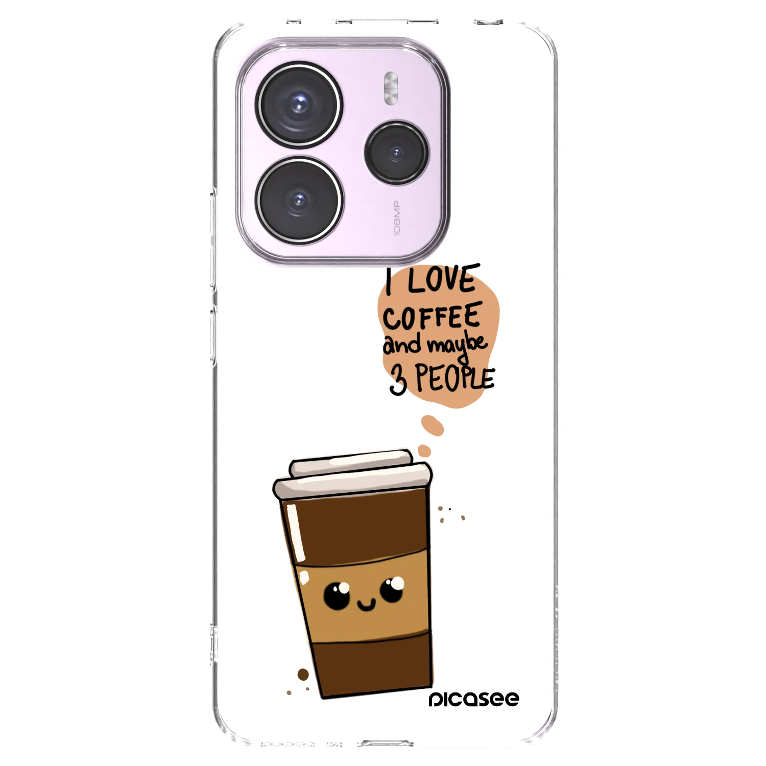 Picasee silikonowe przeźroczyste etui na Xiaomi Redmi Note 14 5G - Cute coffee