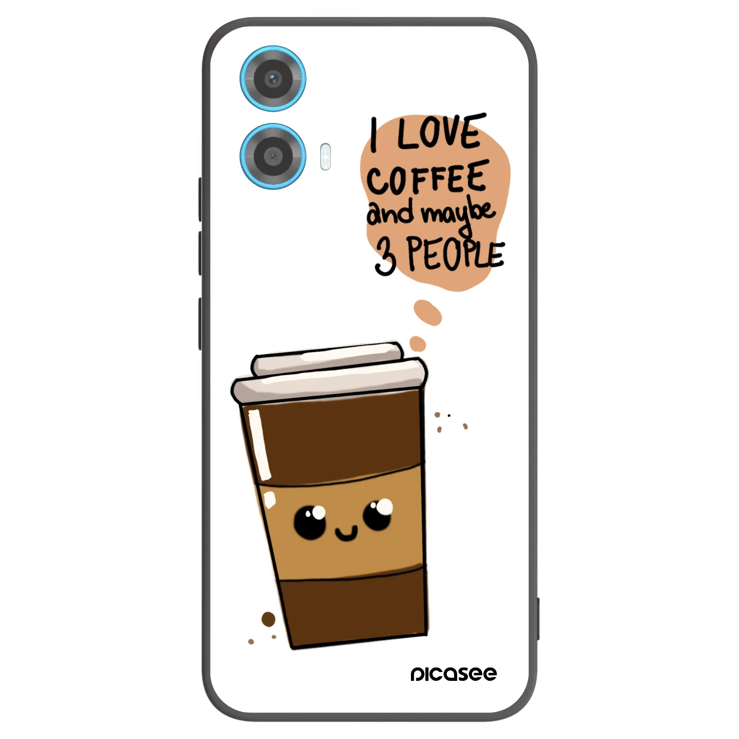 Picasee silikonowe czarne etui na Motorola Moto G34 5G - Cute coffee