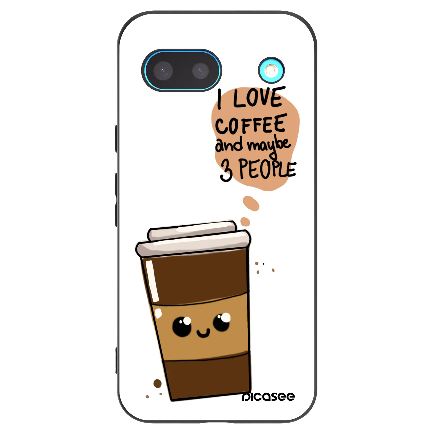 Picasee silikonowe czarne etui na Google Pixel 8a - Cute coffee