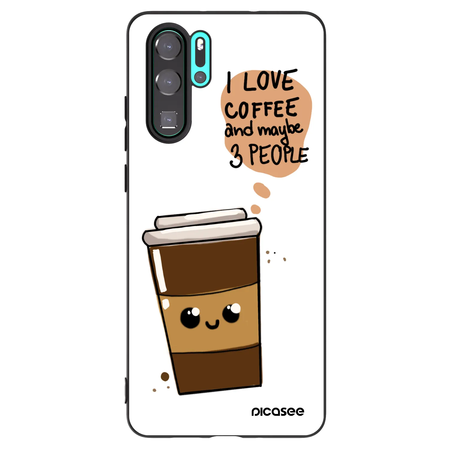 Picasee silikonowe czarne etui na Huawei P30 Pro - Cute coffee