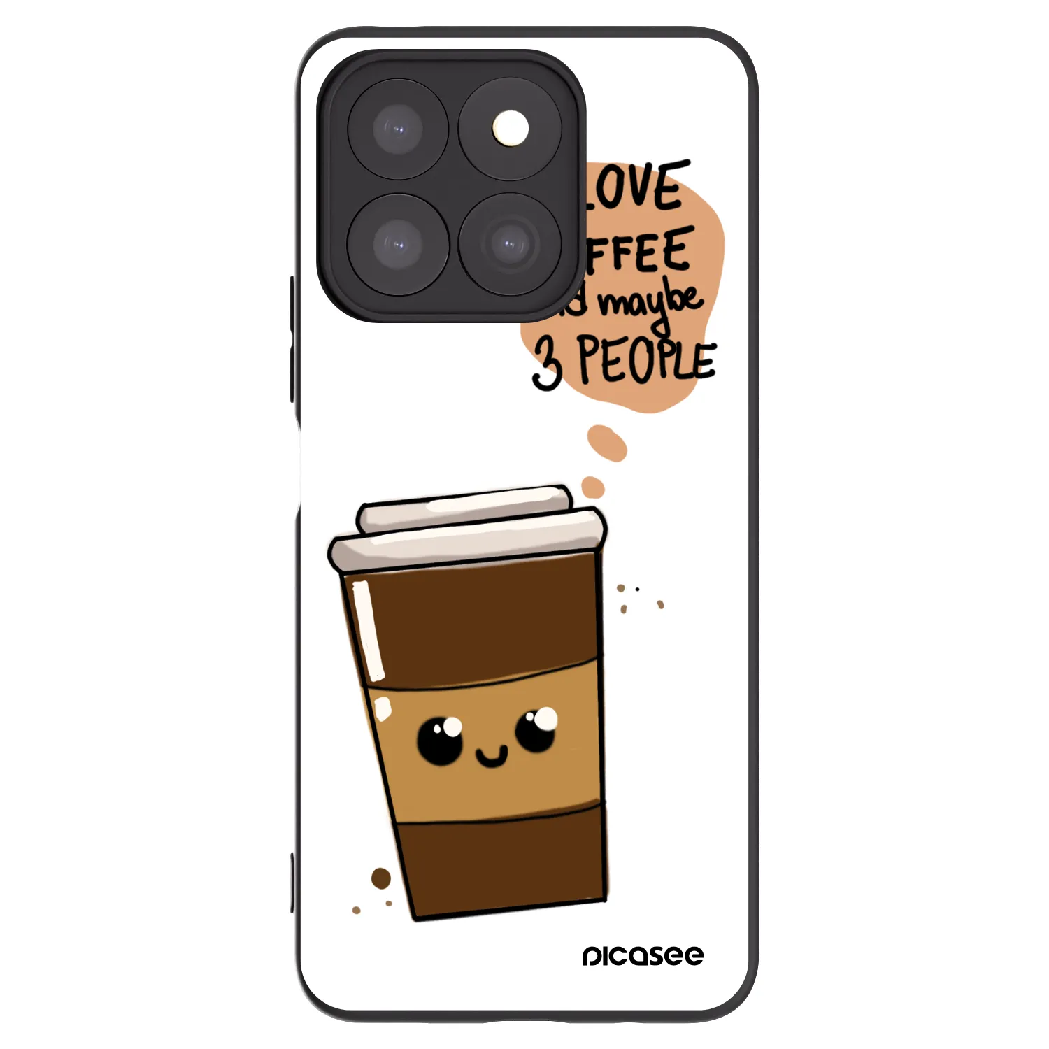 Picasee silikonowe czarne etui na Honor X8c - Cute coffee