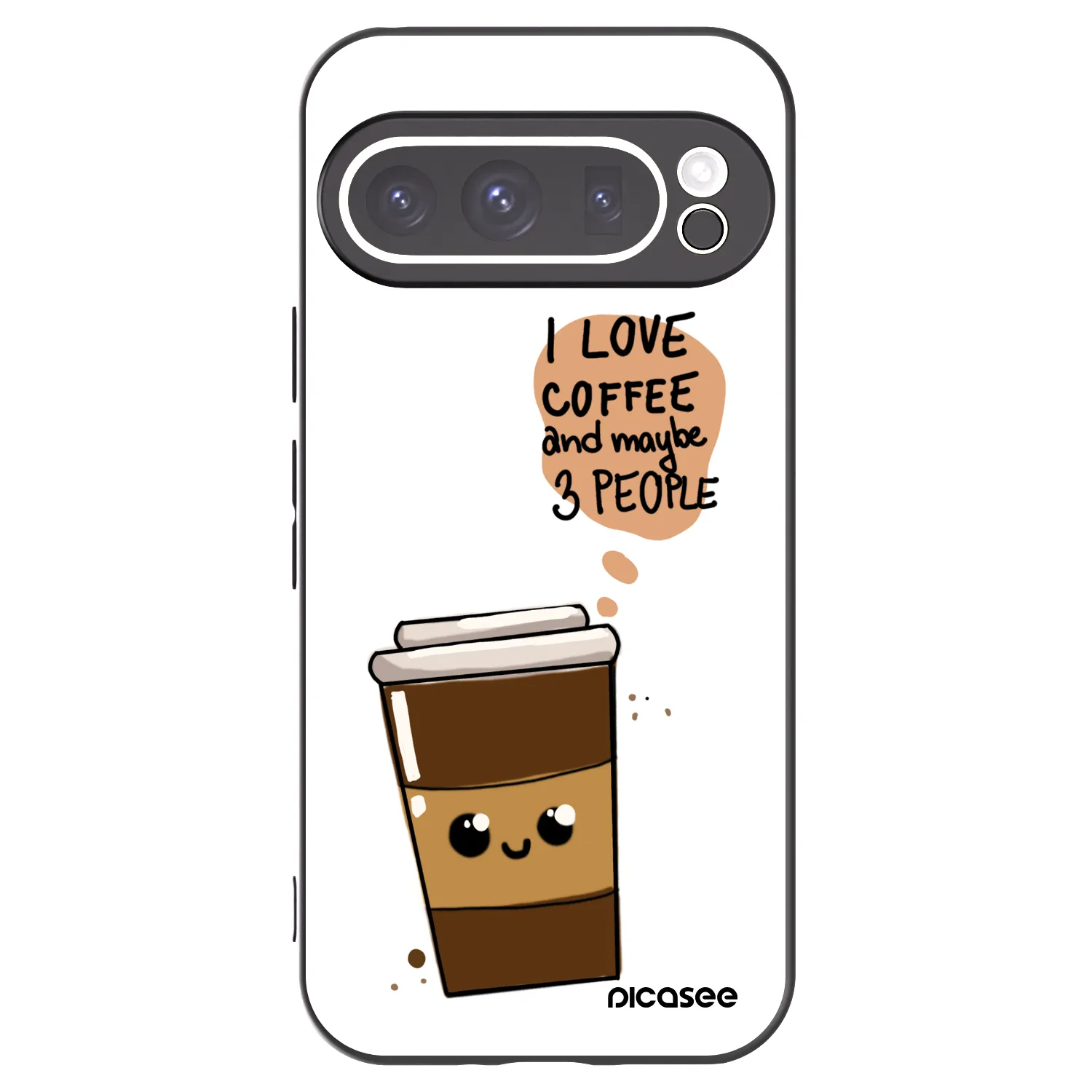 Picasee silikonowe czarne etui na Google Pixel 9 Pro - Cute coffee