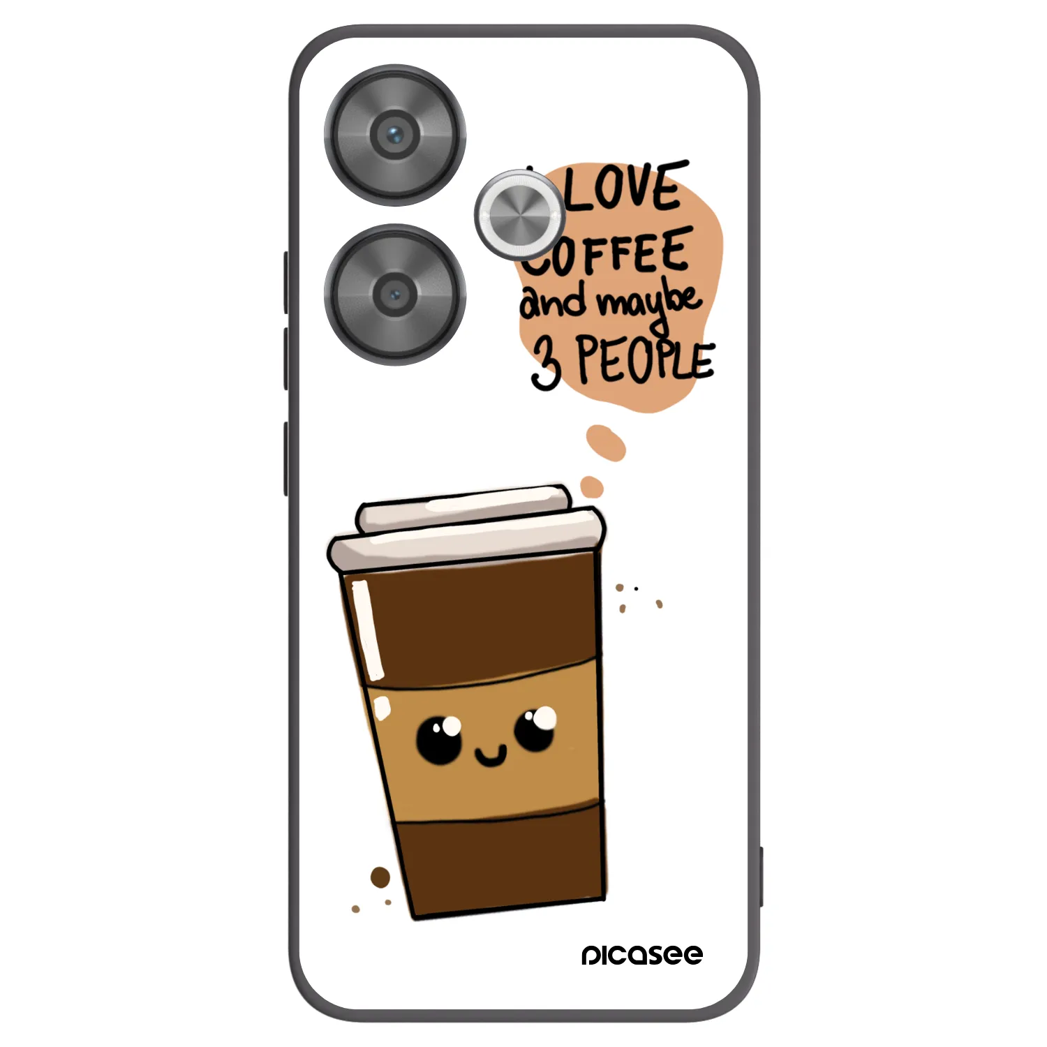 Picasee silikonowe czarne etui na Xiaomi Poco F6 - Cute coffee
