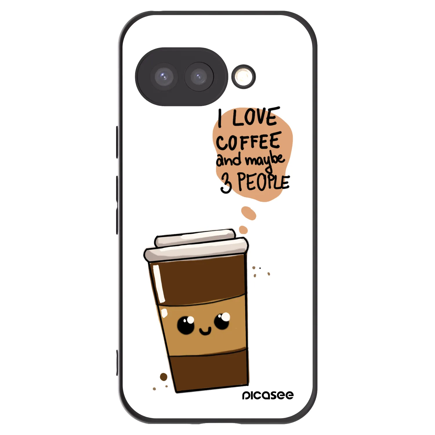 Picasee silikonowe czarne etui na Google Pixel 9a - Cute coffee