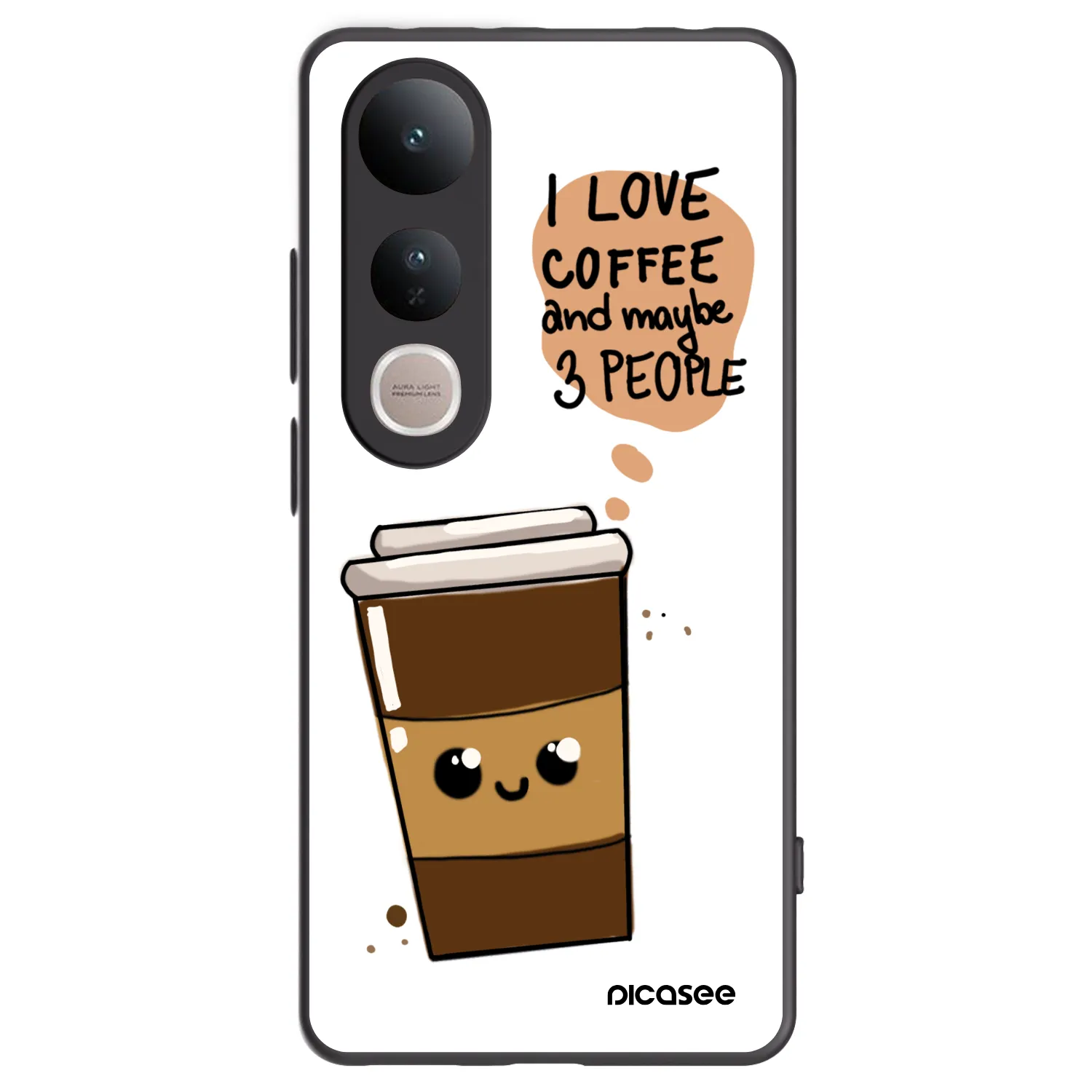 Picasee silikonowe czarne etui na Vivo V50 Lite 5G - Cute coffee