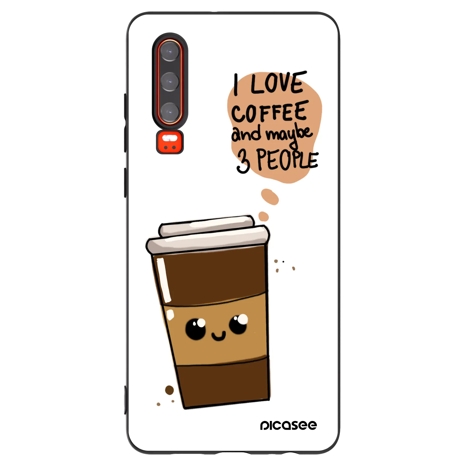 Picasee silikonowe czarne etui na Huawei P30 - Cute coffee