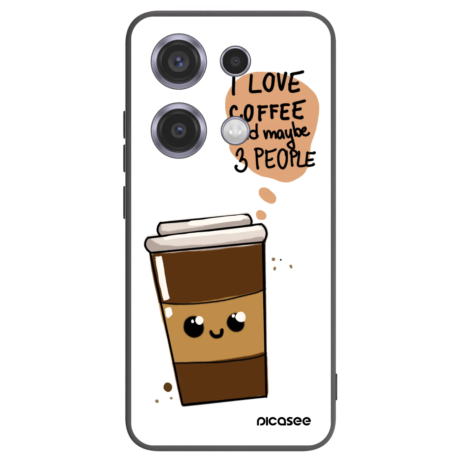 Picasee silikonowe czarne etui na Xiaomi Redmi Note 14S - Cute coffee