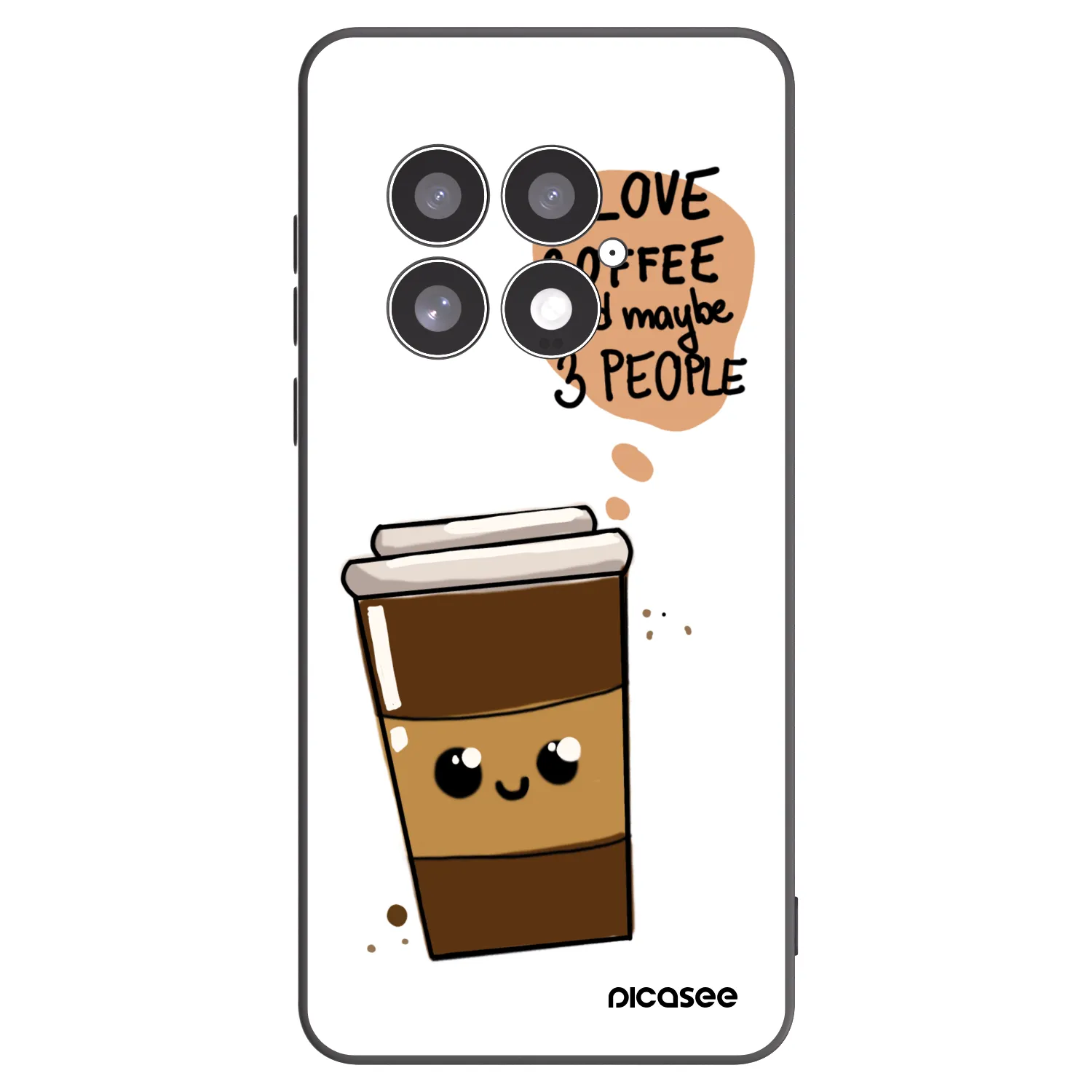 Picasee silikonowe czarne etui na OnePlus 13 5G - Cute coffee
