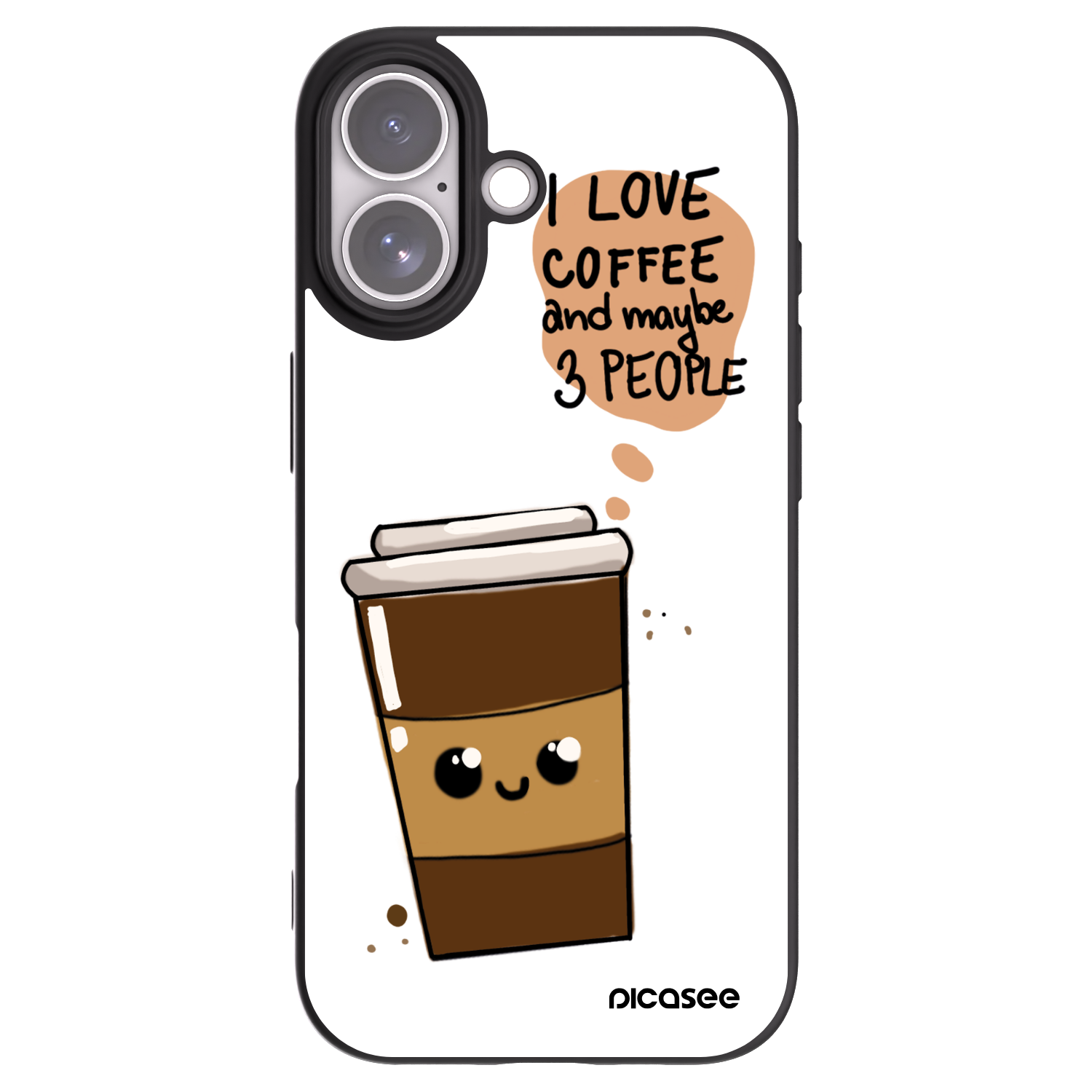 Picasee silikonowe czarne etui na Apple iPhone 17 - Cute coffee