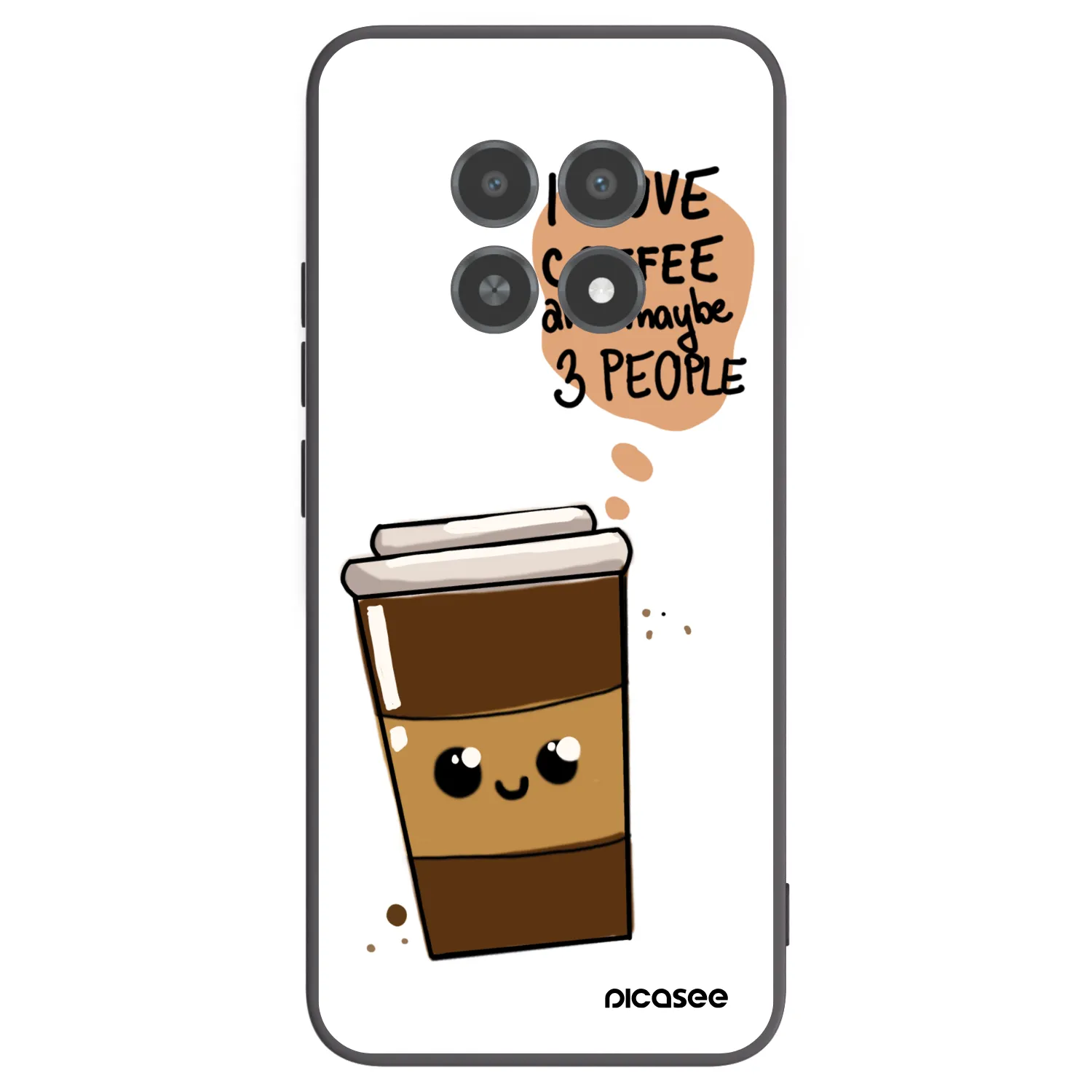 Picasee silikonowe czarne etui na Realme 12X - Cute coffee