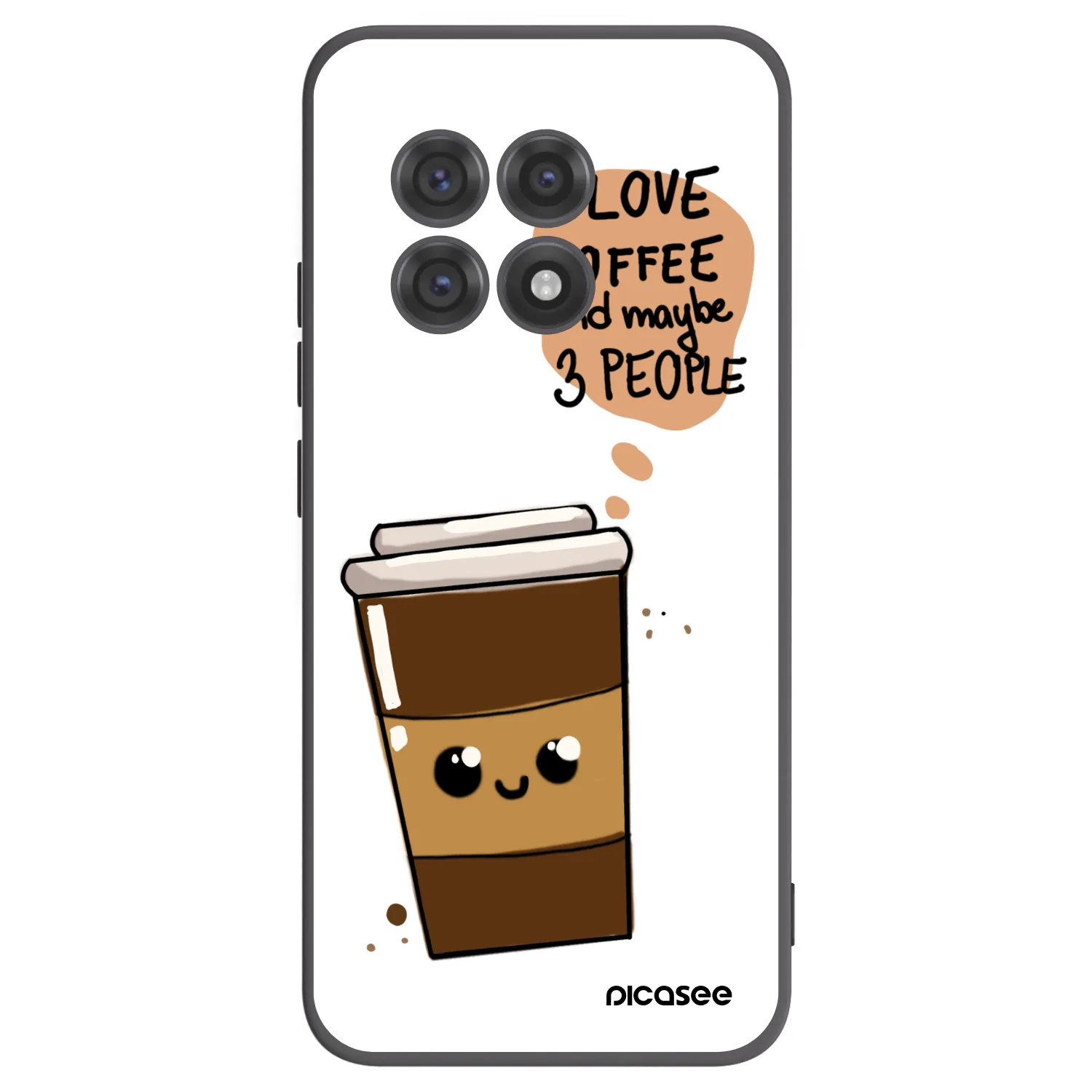 Picasee silikonowe czarne etui na OnePlus 13R 5G - Cute coffee