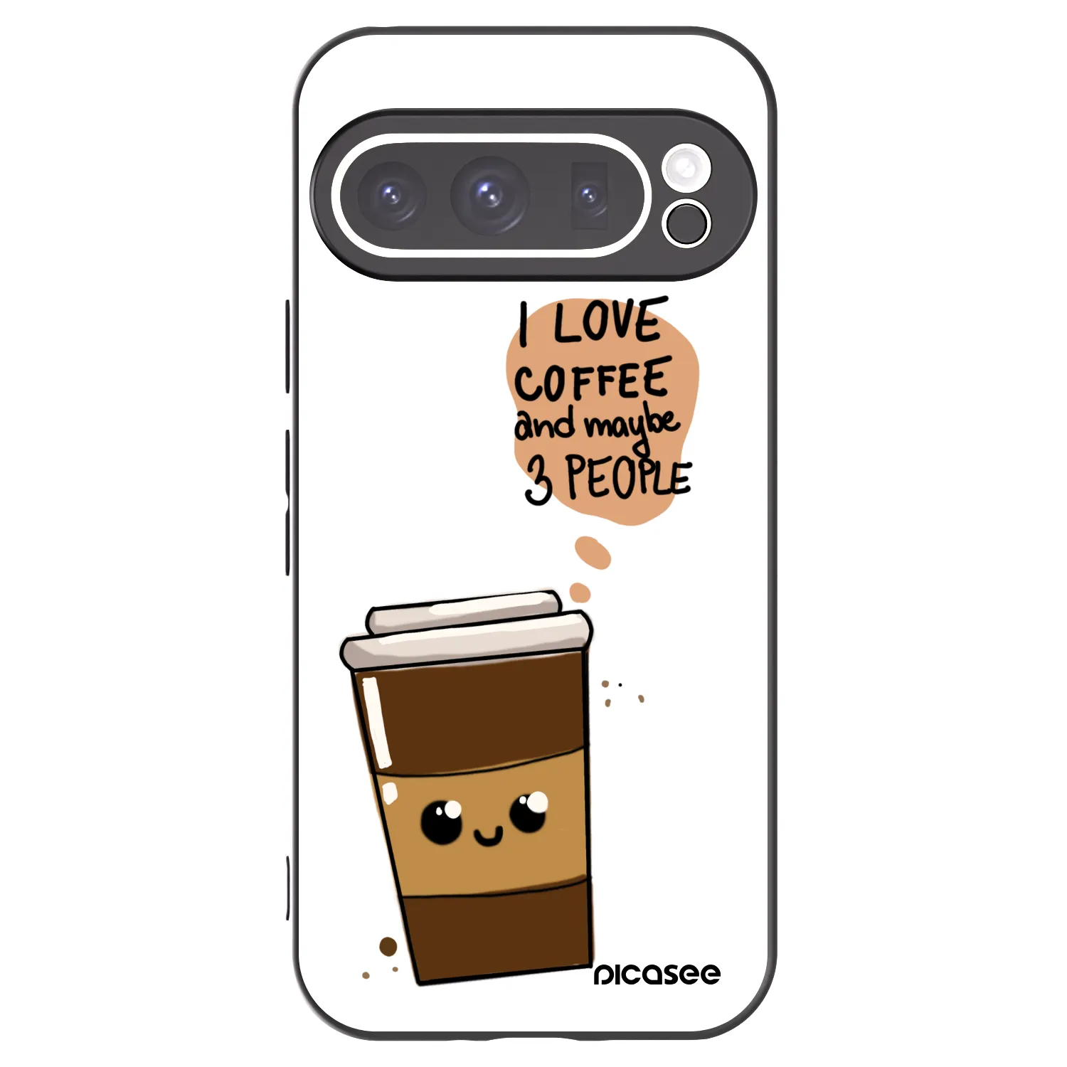 Picasee silikonowe czarne etui na Google Pixel 9 Pro XL - Cute coffee