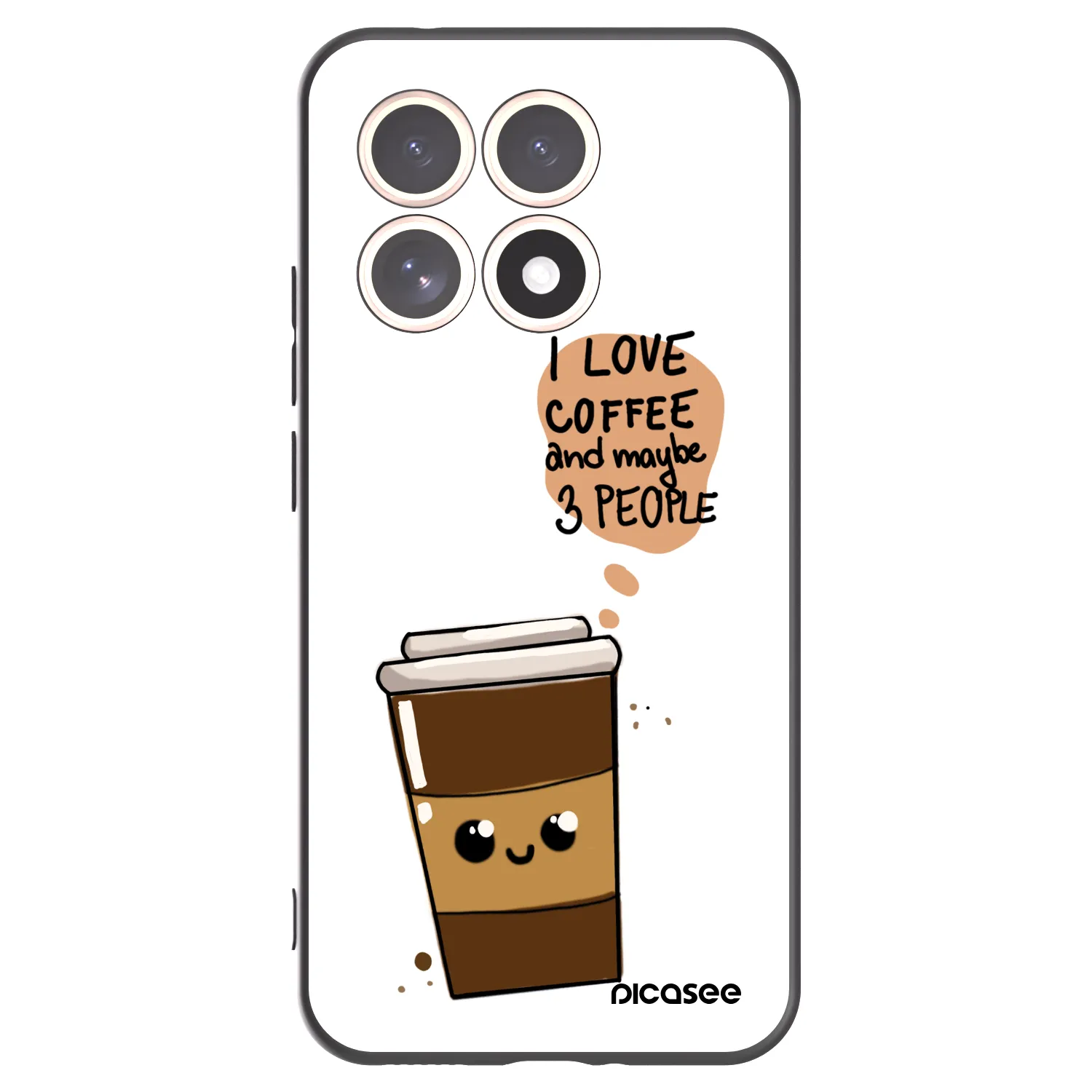 Picasee silikonowe czarne etui na Xiaomi 15T - Cute coffee