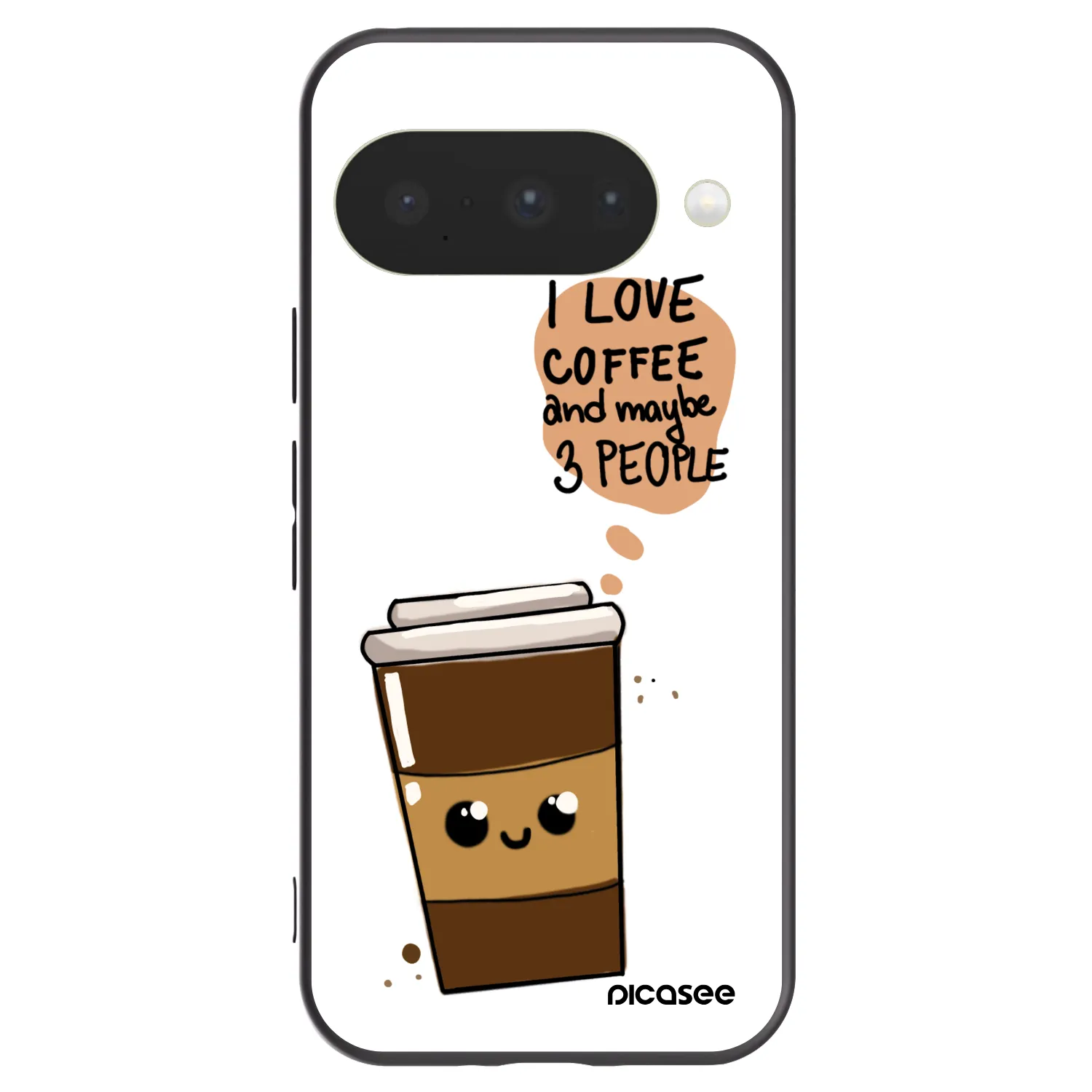 Picasee silikonowe czarne etui na Google Pixel 10 - Cute coffee