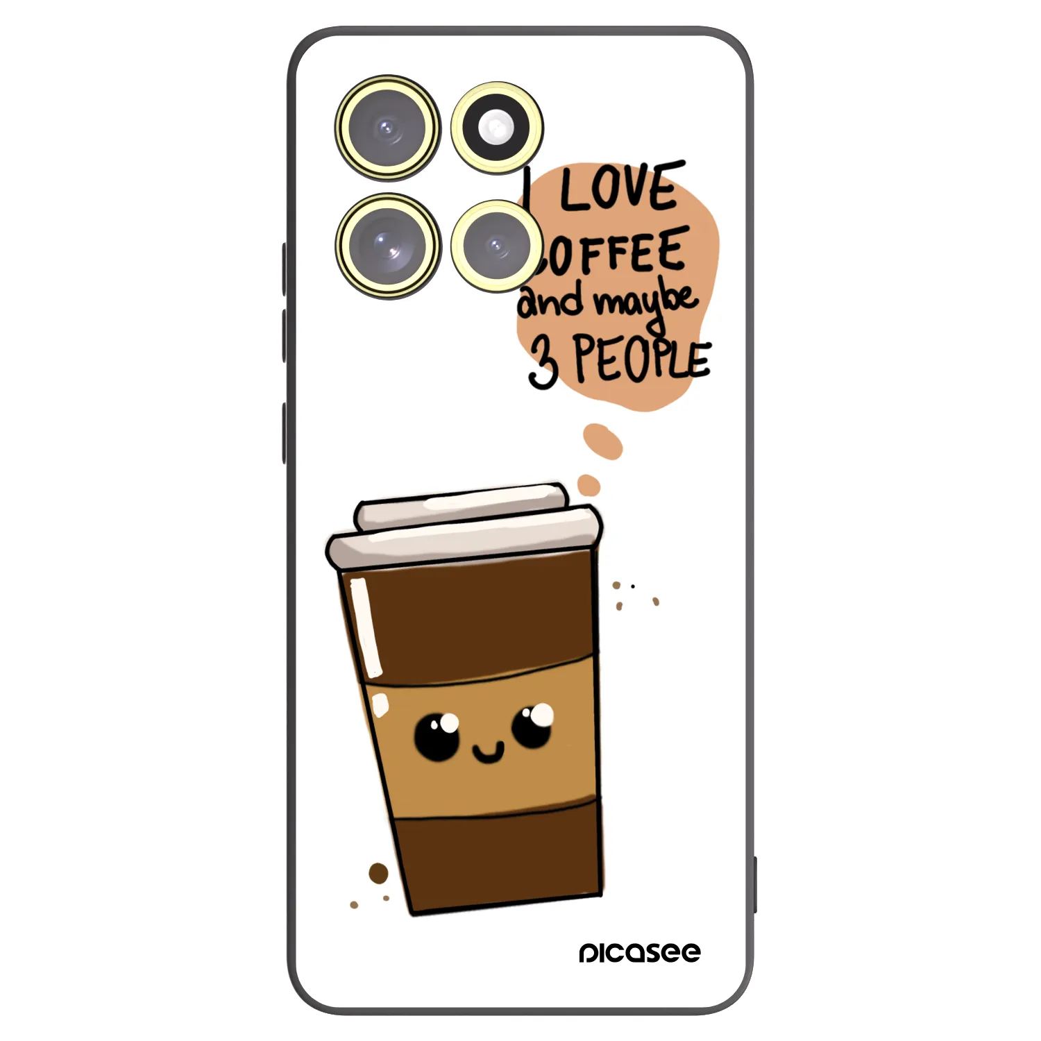 Picasee silikonowe czarne etui na Motorola Moto G86 Power 5G - Cute coffee