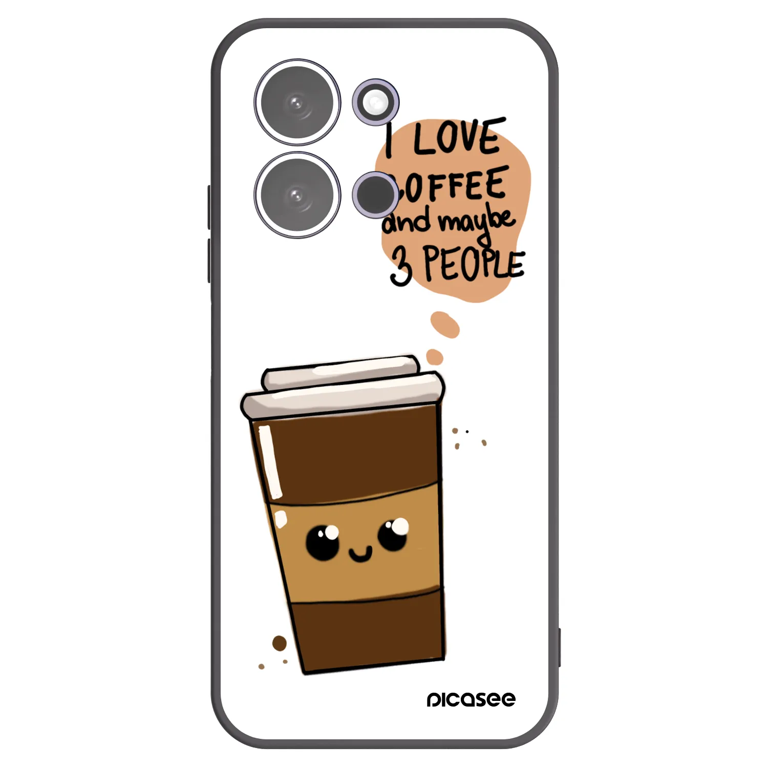 Picasee silikonowe czarne etui na Xiaomi Redmi 15C 5G - Cute coffee