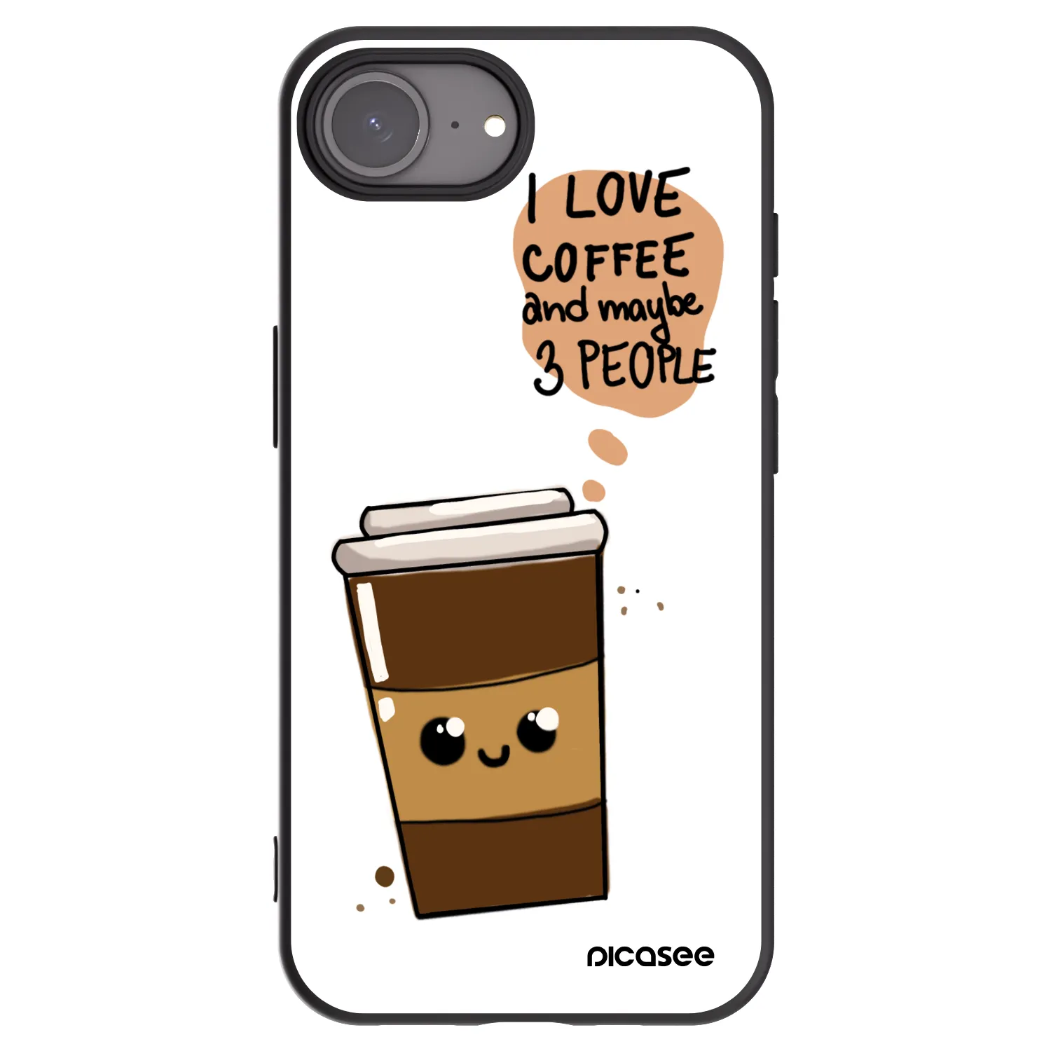 Picasee silikonowe czarne etui na Apple iPhone 17e - Cute coffee