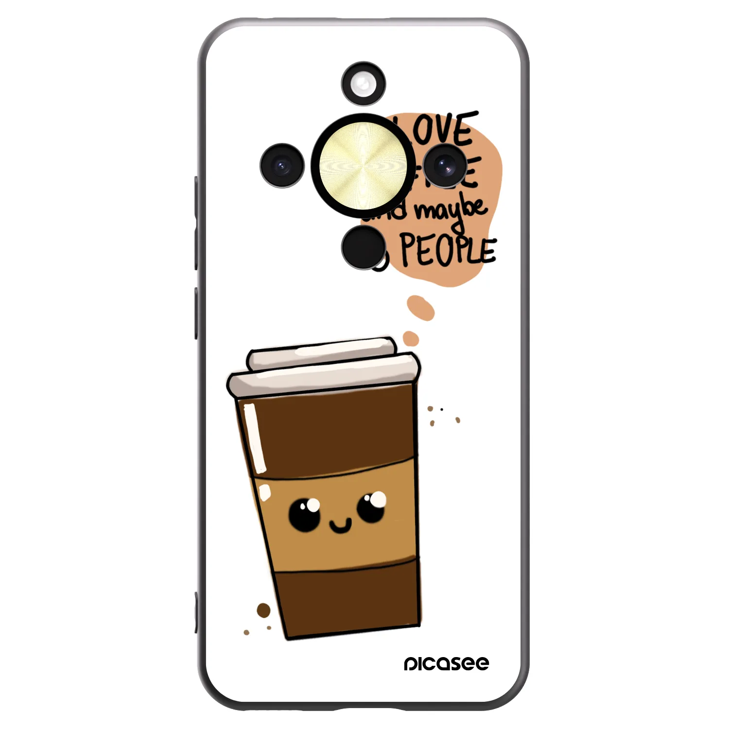 Picasee silikonowe czarne etui na Honor Magic8 Lite 5G - Cute coffee