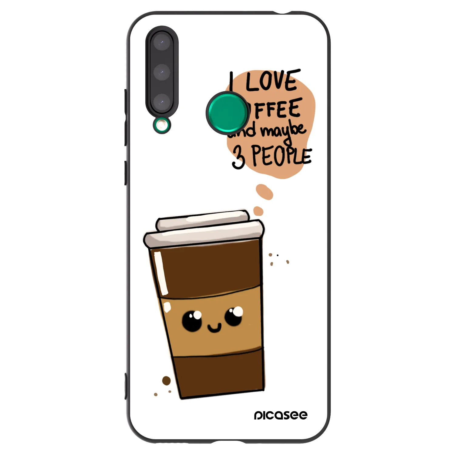 Picasee silikonowe czarne etui na Honor 20 Lite - Cute coffee