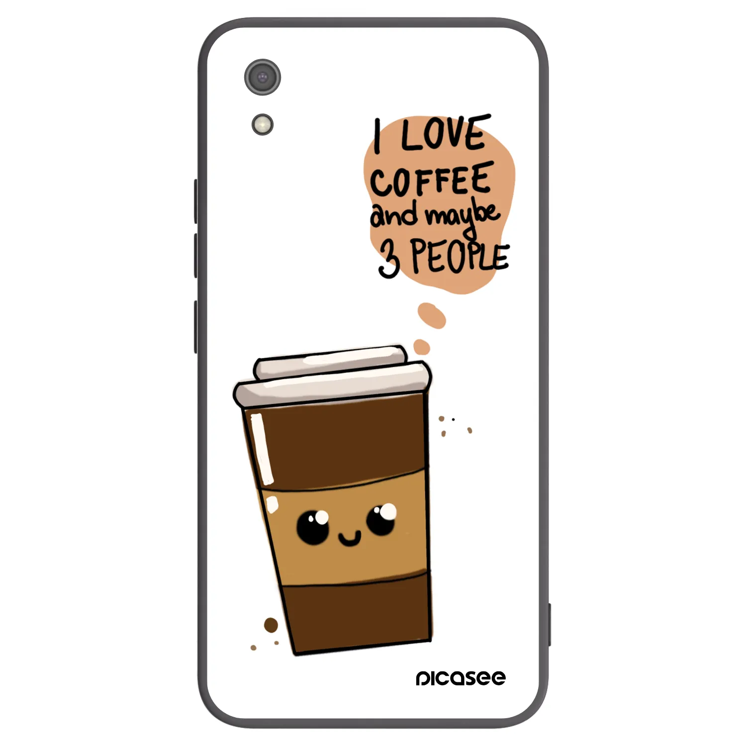 Picasee silikonowe czarne etui na Xiaomi Redmi 7A - Cute coffee