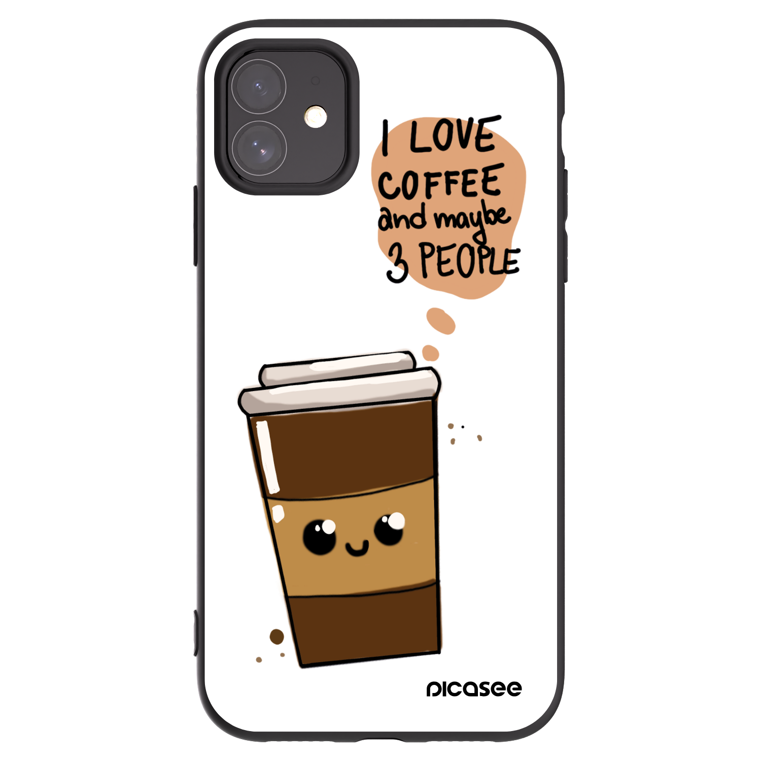 Picasee silikonowe czarne etui na Apple iPhone 11 - Cute coffee