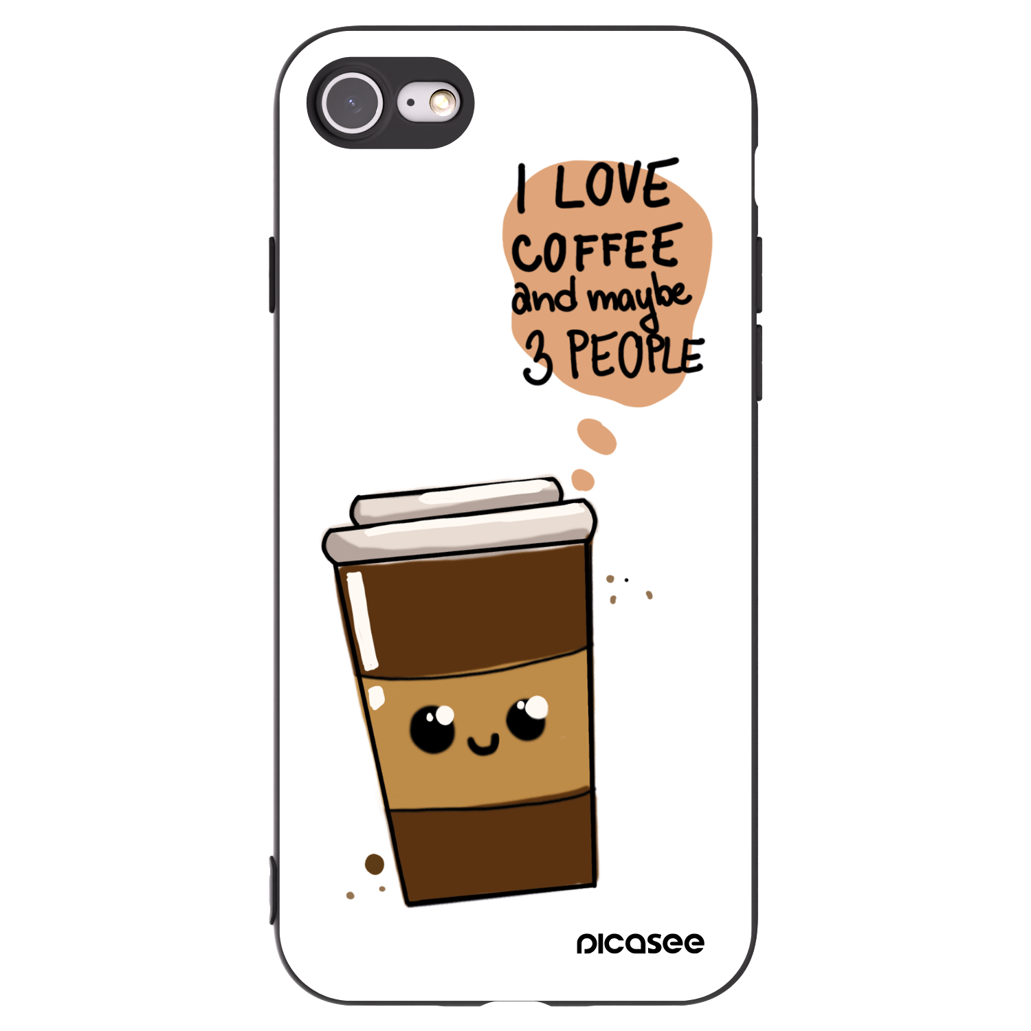 Picasee silikonowe czarne etui na Apple iPhone SE 2020 - Cute coffee
