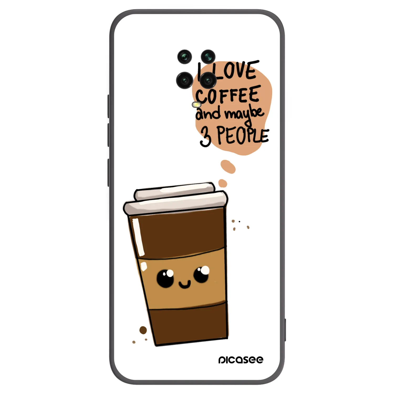Picasee silikonowe czarne etui na Xiaomi Redmi Note 9 Pro - Cute coffee