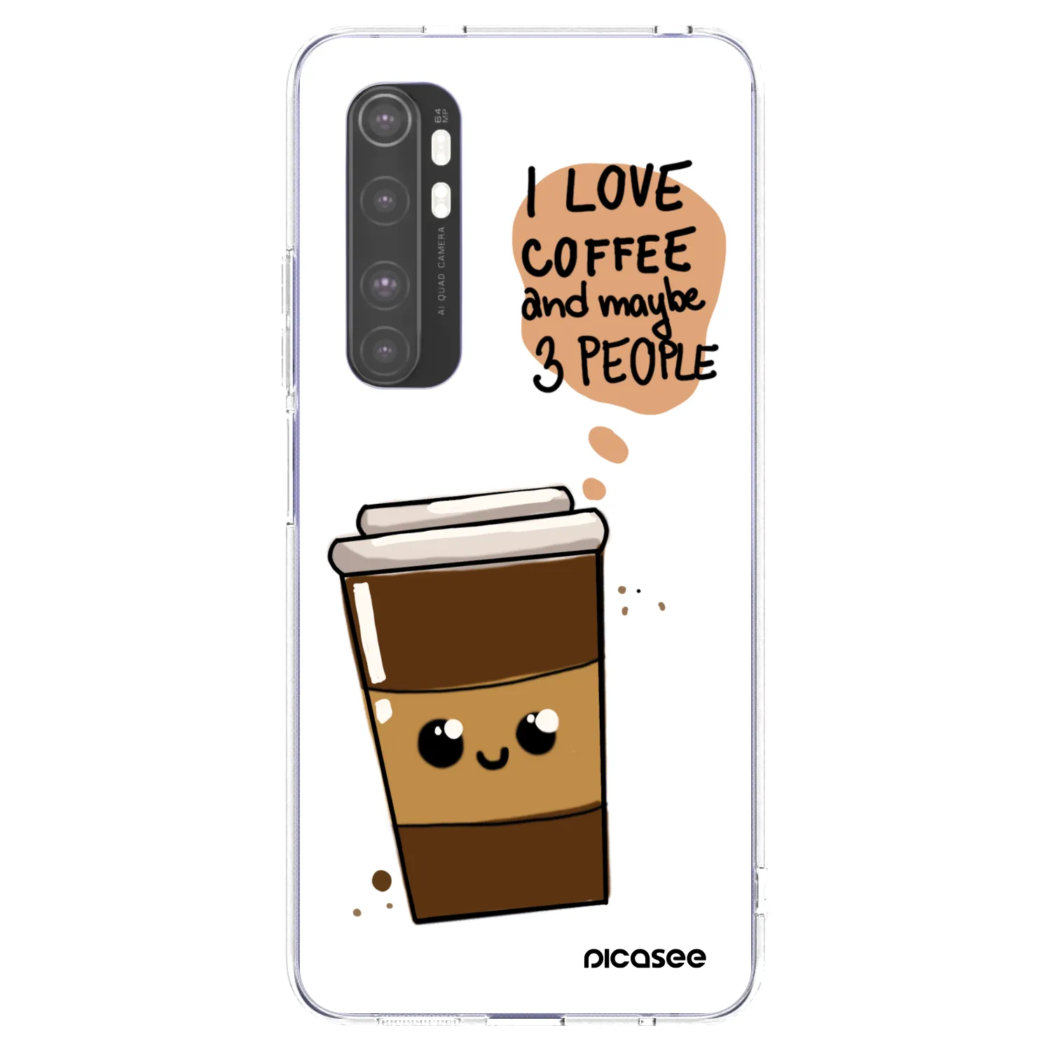 Picasee silikonowe przeźroczyste etui na Xiaomi Mi Note 10 Lite - Cute coffee
