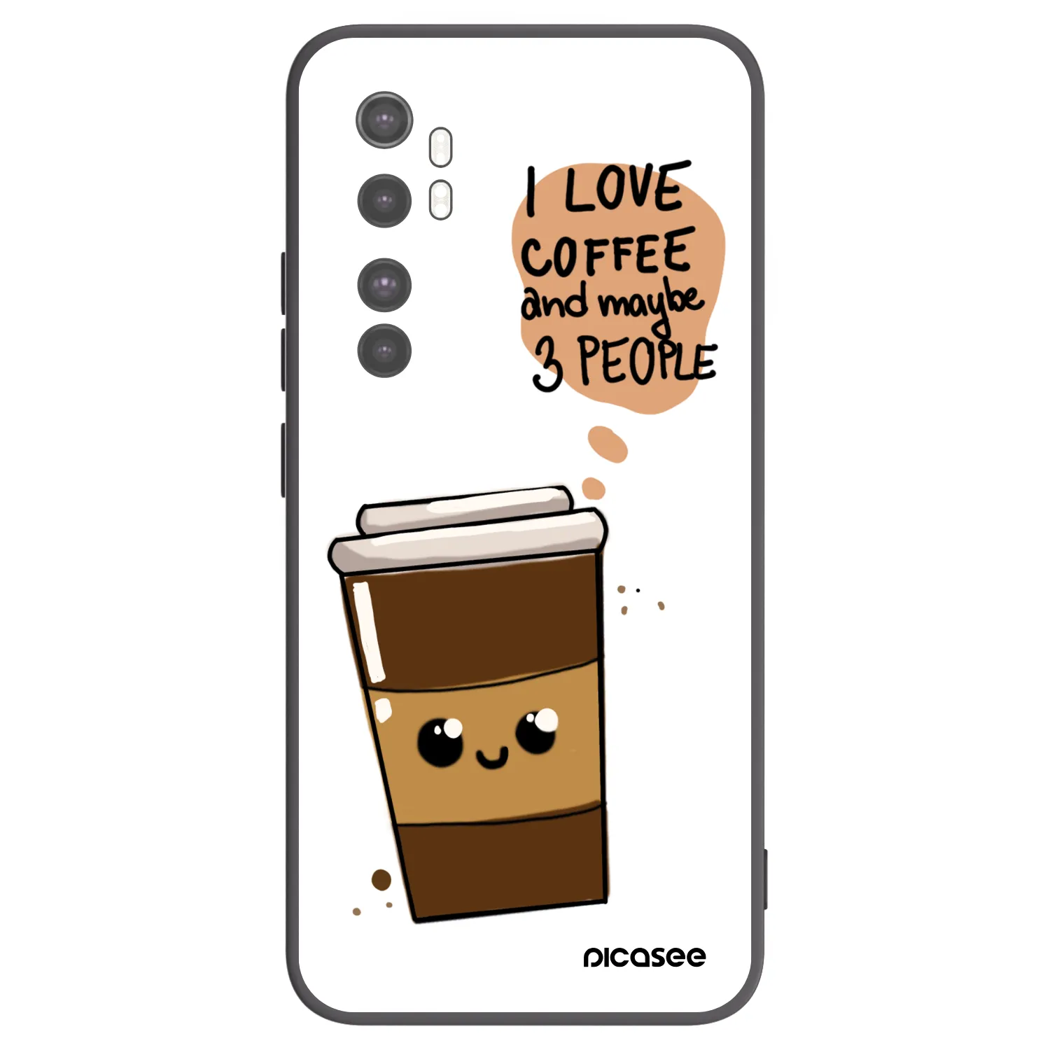 Picasee silikonowe czarne etui na Xiaomi Mi Note 10 Lite - Cute coffee