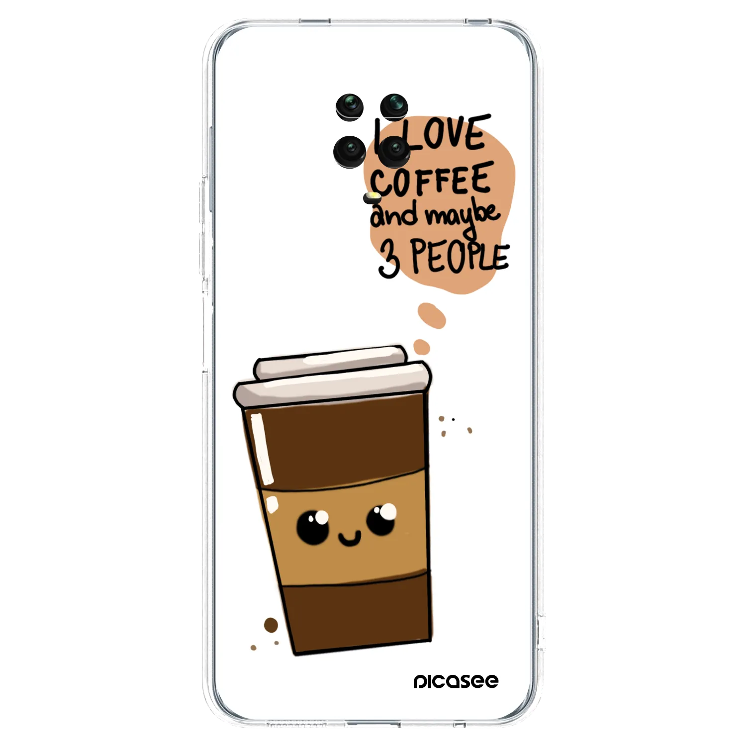 Picasee silikonowe przeźroczyste etui na Xiaomi Redmi Note 9S - Cute coffee