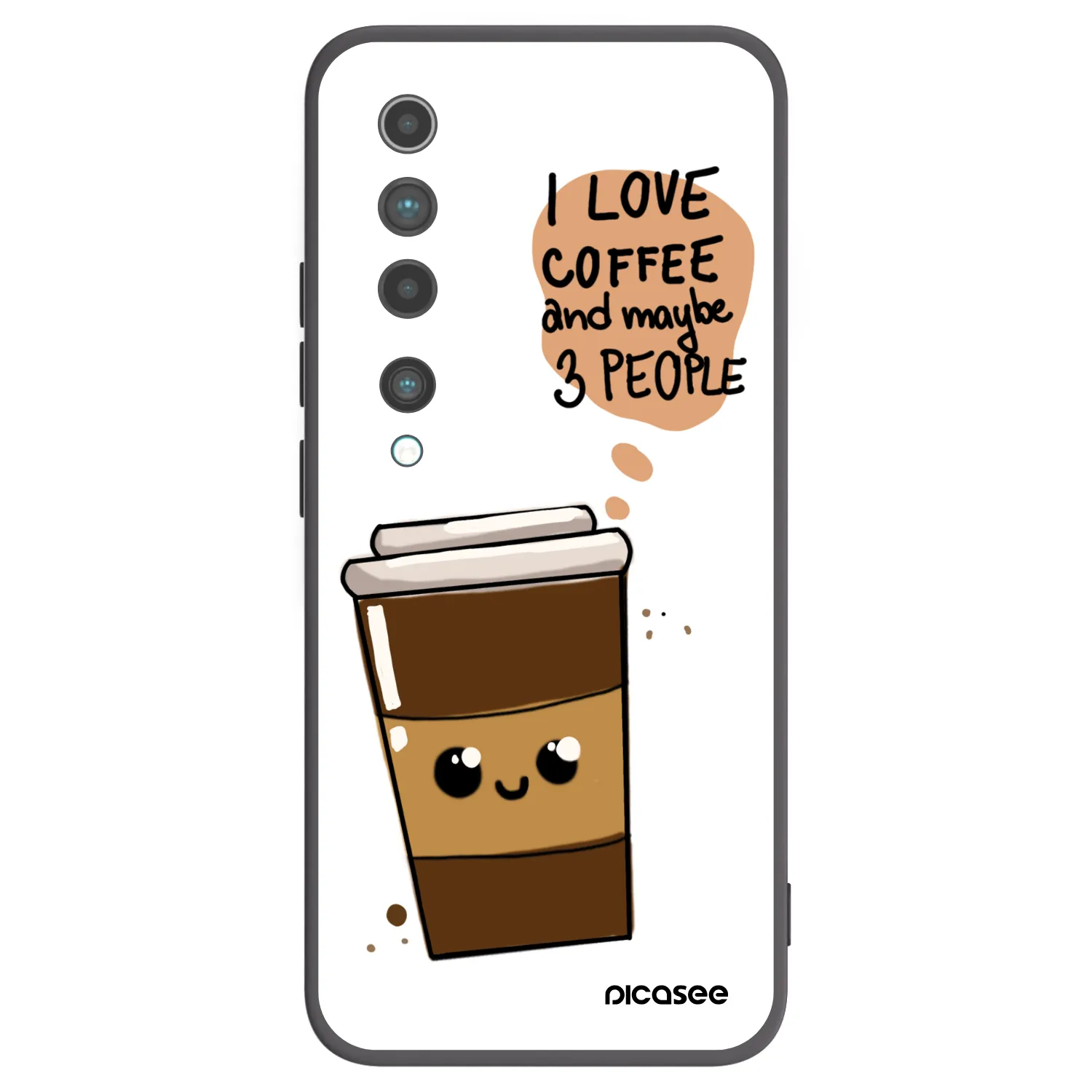 Picasee silikonowe czarne etui na Xiaomi Mi 10 - Cute coffee