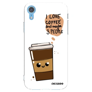 Picasee silikonowe przeźroczyste etui na Apple iPhone XR - Cute coffee