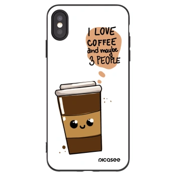 Picasee silikonowe czarne etui na Apple iPhone XS Max - Cute coffee