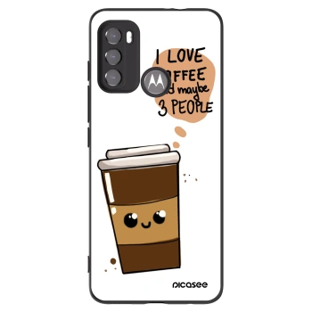Picasee silikonowe czarne etui na Motorola Moto G60 - Cute coffee