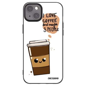 Picasee silikonowe czarne etui na Apple iPhone 15 Plus - Cute coffee