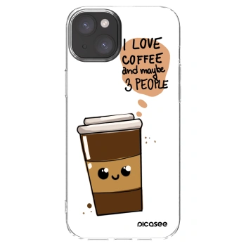Picasee silikonowe przeźroczyste etui na Apple iPhone 15 Plus - Cute coffee