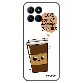 Picasee silikonowe czarne etui na Honor 70 Lite - Cute coffee
