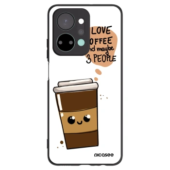 Picasee silikonowe czarne etui na Honor X7a - Cute coffee