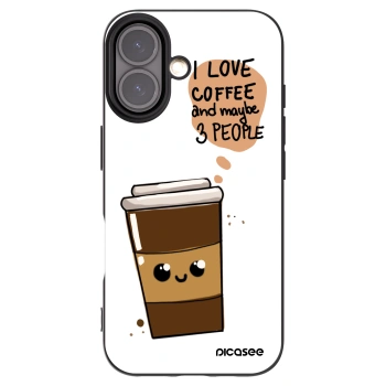 Picasee silikonowe czarne etui na Apple iPhone 16 - Cute coffee
