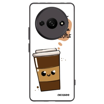 Picasee silikonowe czarne etui na Xiaomi Redmi A3 - Cute coffee
