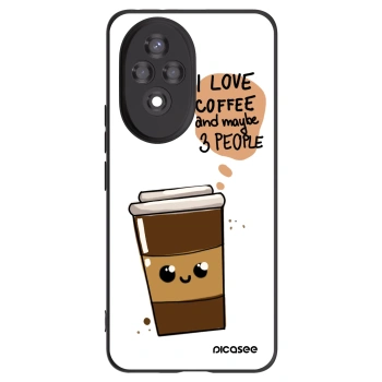 Picasee silikonowe czarne etui na Honor 200 5G - Cute coffee