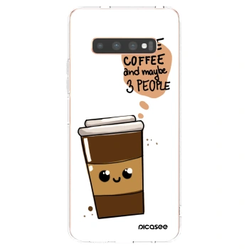 Picasee silikonowe przeźroczyste etui na Samsung Galaxy S10 Plus G975 - Cute coffee