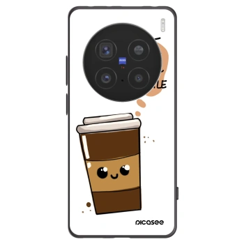 Picasee silikonowe czarne etui na Vivo X200 Pro - Cute coffee